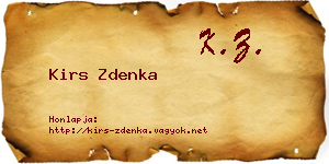 Kirs Zdenka névjegykártya